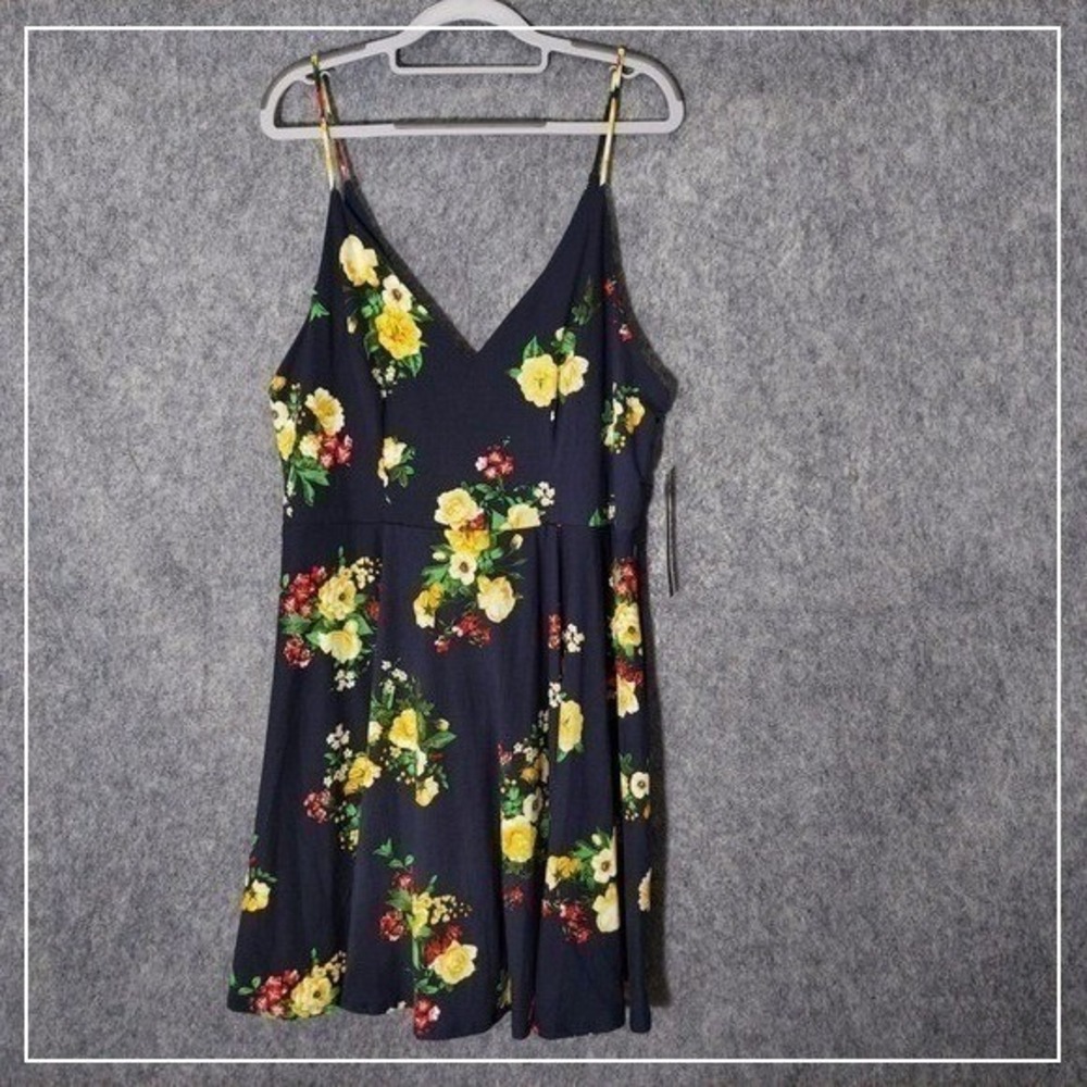 My Michelle Dress Women 2XL Black Floral Fit Flare Skater‎ Stretch Cottagecore
